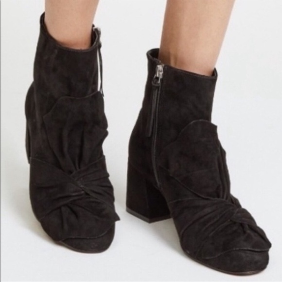 NEW Rebecca Minkoff Suede Lara Bow Boot Black bow detail - Picture 3 of 13